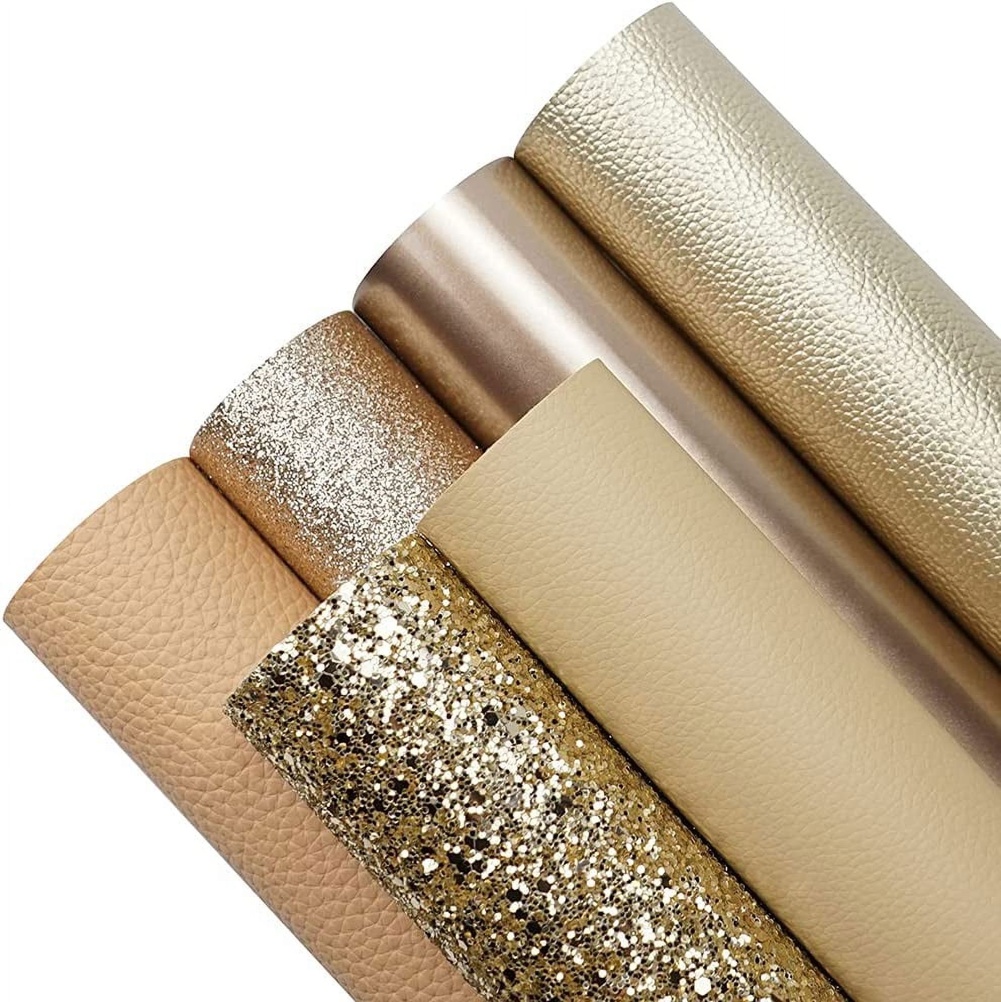 6 Pieces 8x12 Inch (21x30cm) Faux Leather Sheets Champagne Gold
